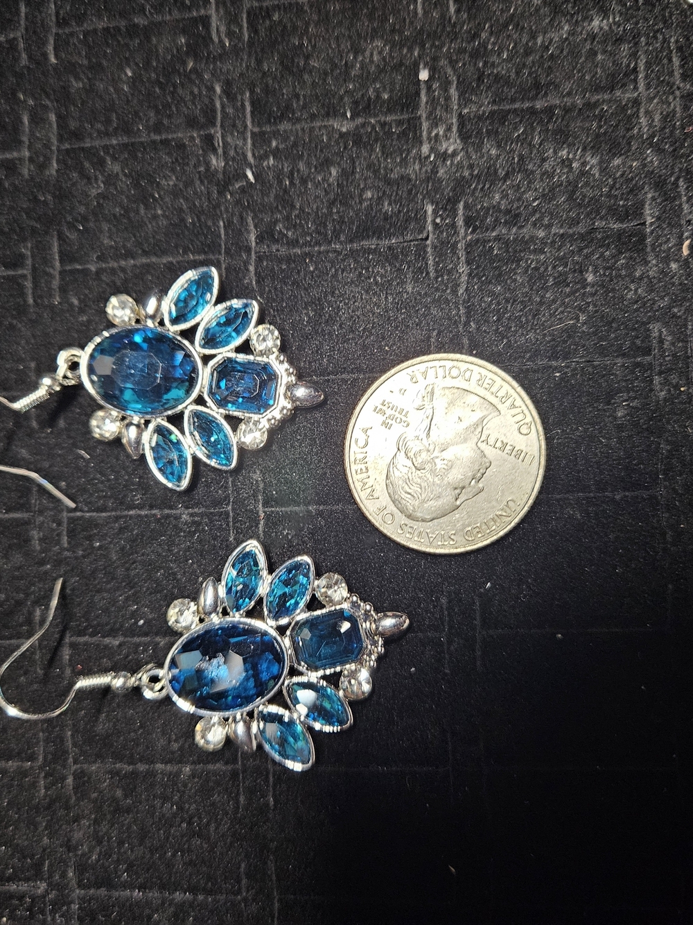 Blue Crystal Drop Earrings - Elegant Women's Jewelry